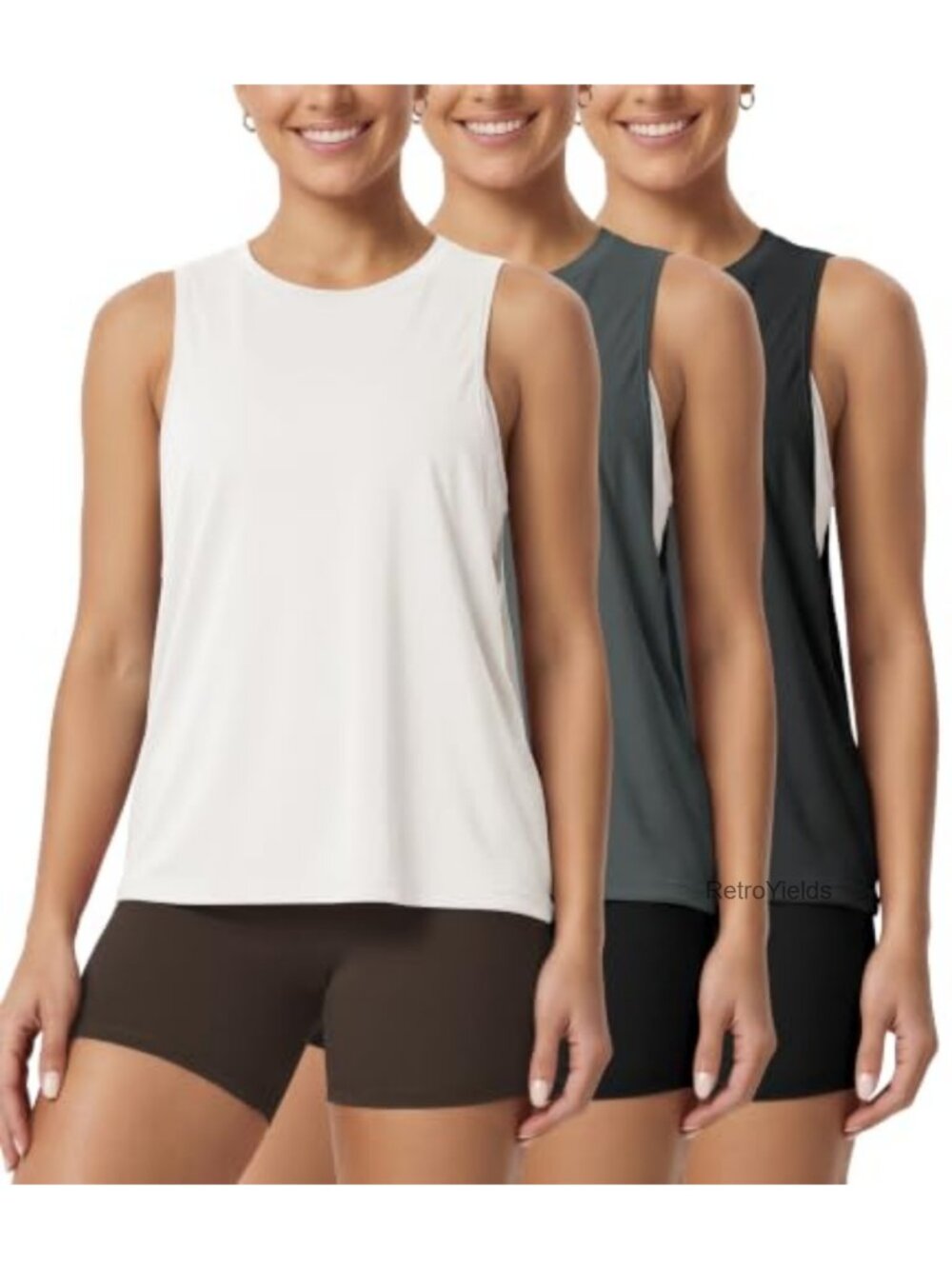 3 Pack Loose Tank Tops Women Sleeveless Yoga Athletic Workout Shirts Relaxed Fit
